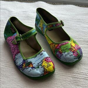 Colorful Map Print Women’s Shoes